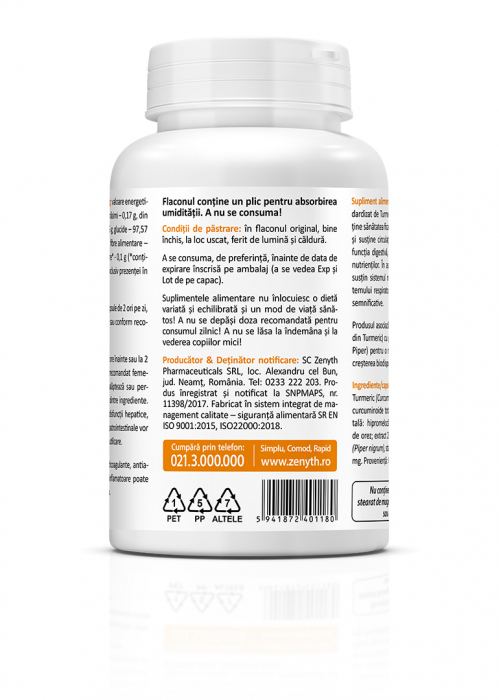 CURCUMIN si PIPERINA 500 mg, Zenyth [3]