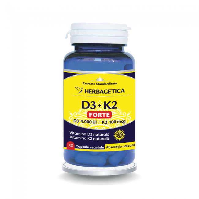 D3 + K2 Forte capsule vegetale Herbagetica la Nana Plafar [1]