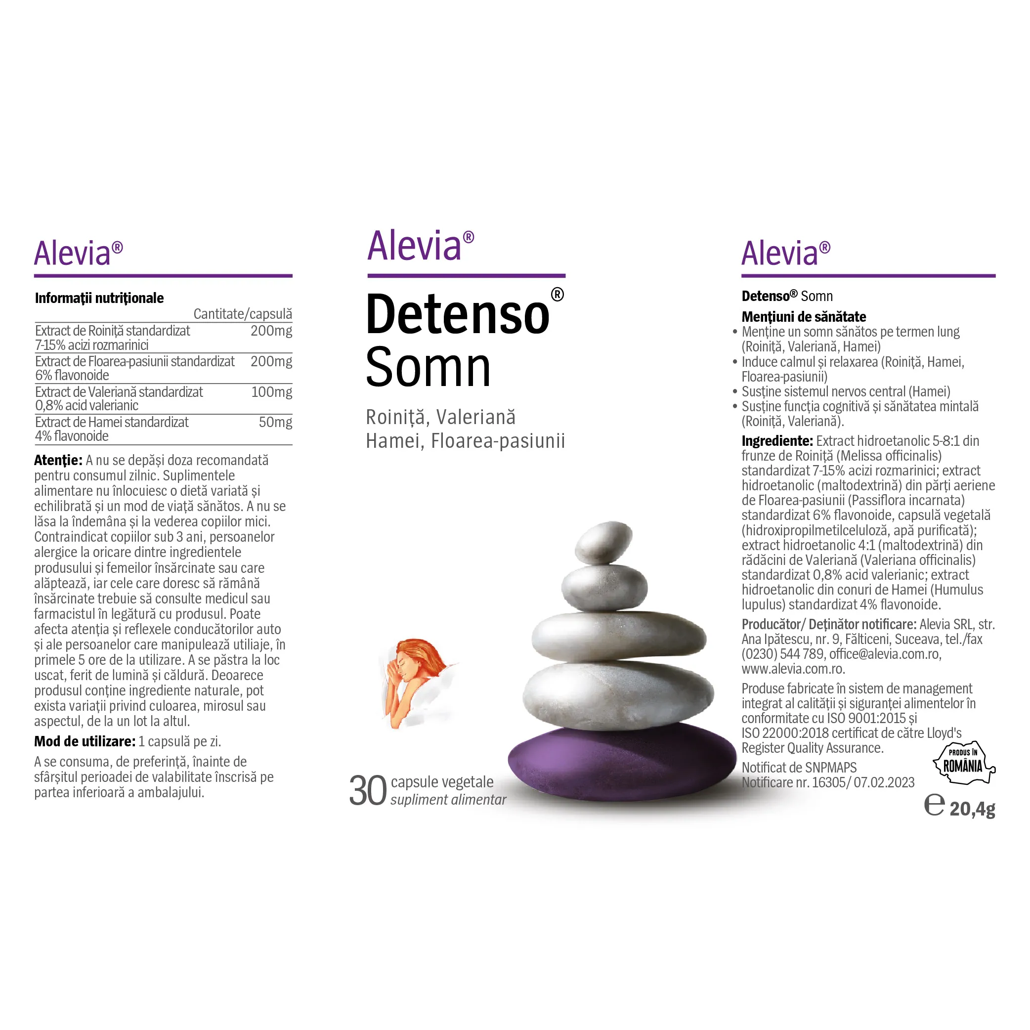 DETENSO SOMN, 30 capsule, Alevia [2]