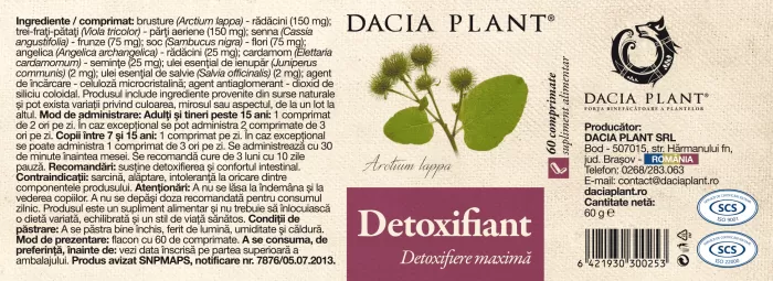 DETOXIFIANT COMPRIMATE Dacia Plant la Nana Plafar [2]