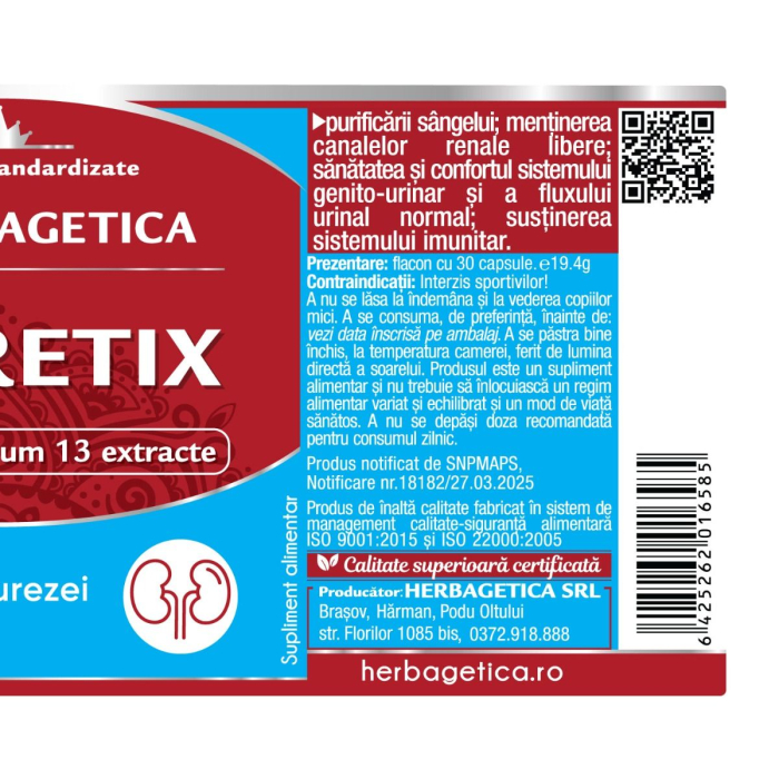 DIURETIX, capsule, Herbagetica la Nana Plafar [3]