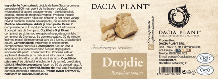 DROJDIE 500 mg, SURSA NATURALA VITAMINA B, Dacia Plant [2]