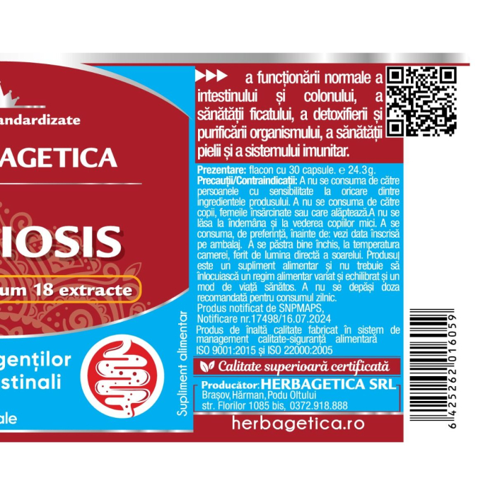 DYSBIOSIS, capsule, Herbagetica la Nana Plafar [3]
