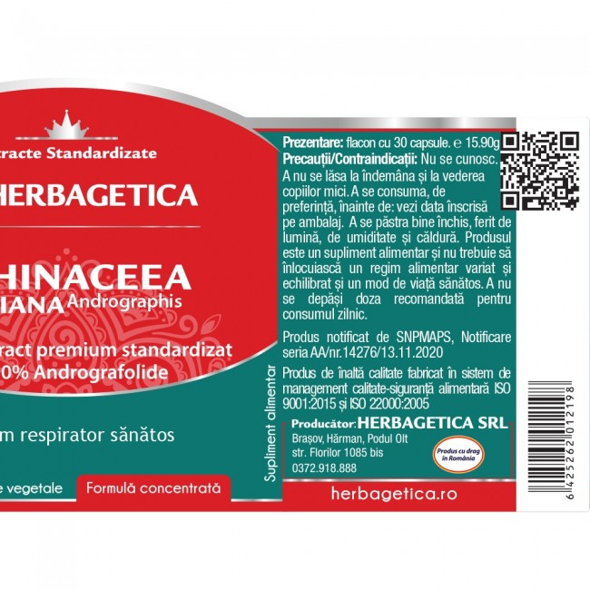 Echinaceea Indiana 430mg, Herbagetica [2]