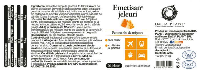 Emetisan cu ghimbir si lamaie, 20 jeleuri, Dacia Plant [2]