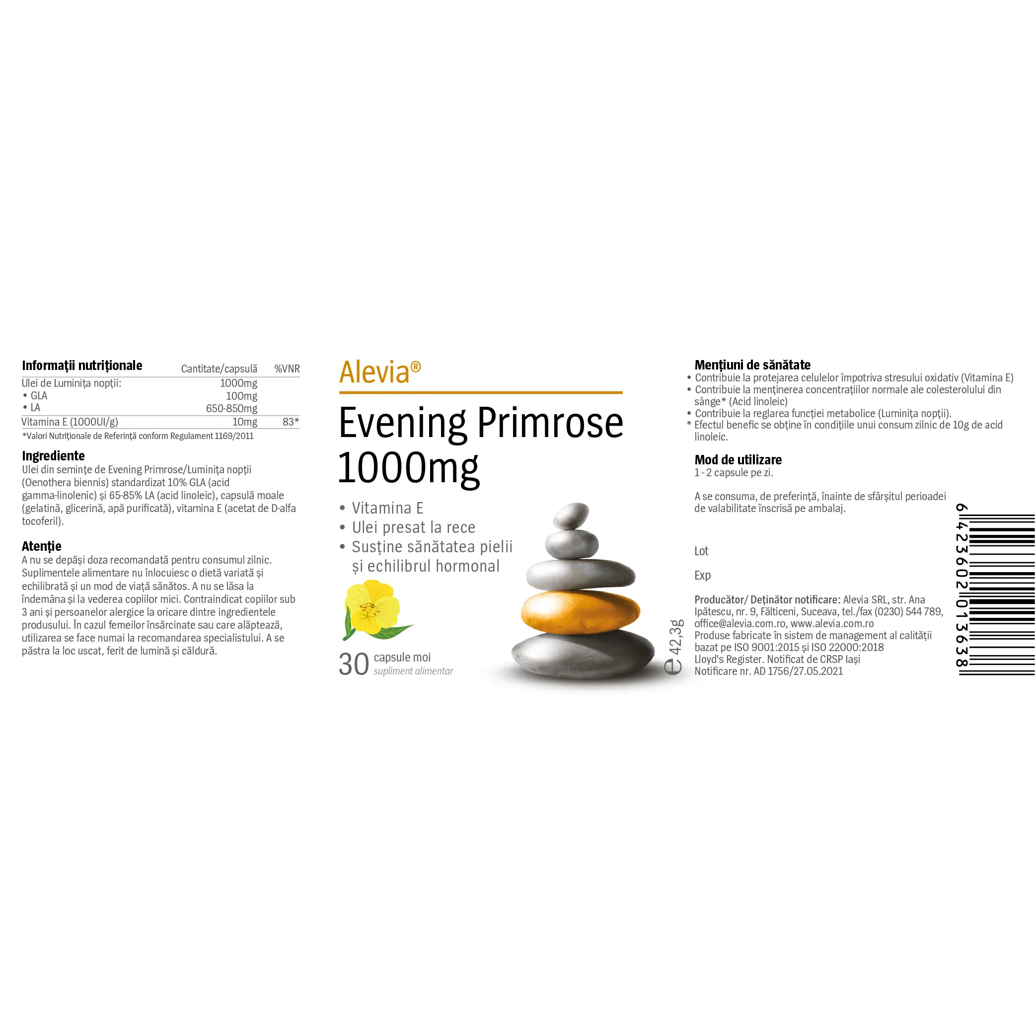 Evening Primrose, 1000 mg, 30 capsule, Alevia [2]