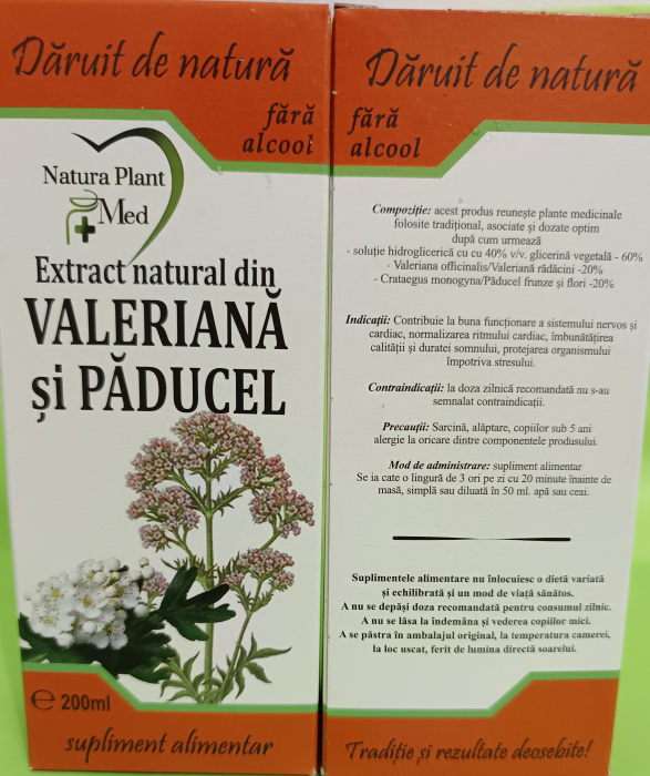 Extract din Valeriana și Paducel, 200 ml (fara alcool) - NATURAPLANT [3]