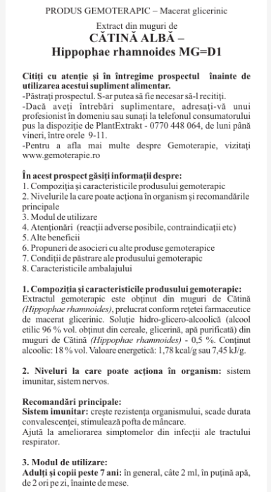 EXTRACTE GEMOTERAPICE cu CATINA ALBA, CATINA ROSIE, 50 ml, PlantExtrakt la Nana Plafar [2]