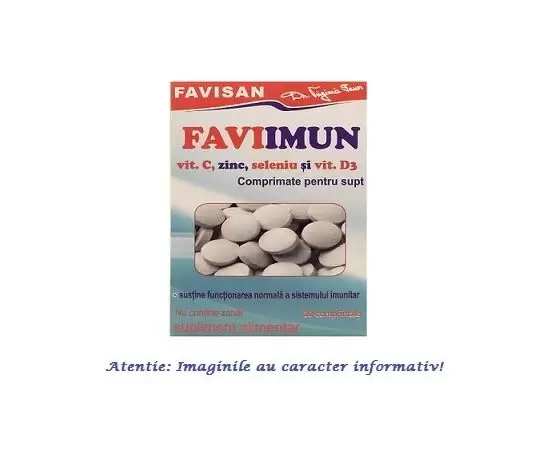 FaviImun Vitamina C, Zinc, Seleniu si Vitamina D3 20 comprimate pentru supt Favisan [1]
