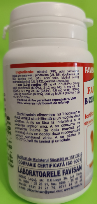 FaviMagne B complex forte, 40 capsule, Favisan [3]
