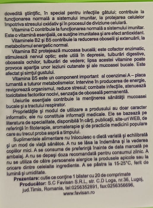 FAVISEPT 1 cu Ghimbir, 20 comprimate, Favisan laa Nana Plafar [5]