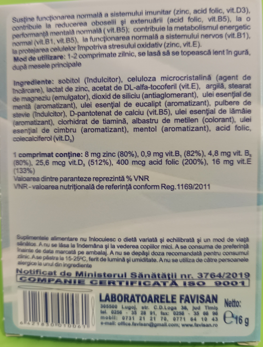 FAVISEPT 2 cu albastru de Metilen, 20 comprimate, Favisan [2]