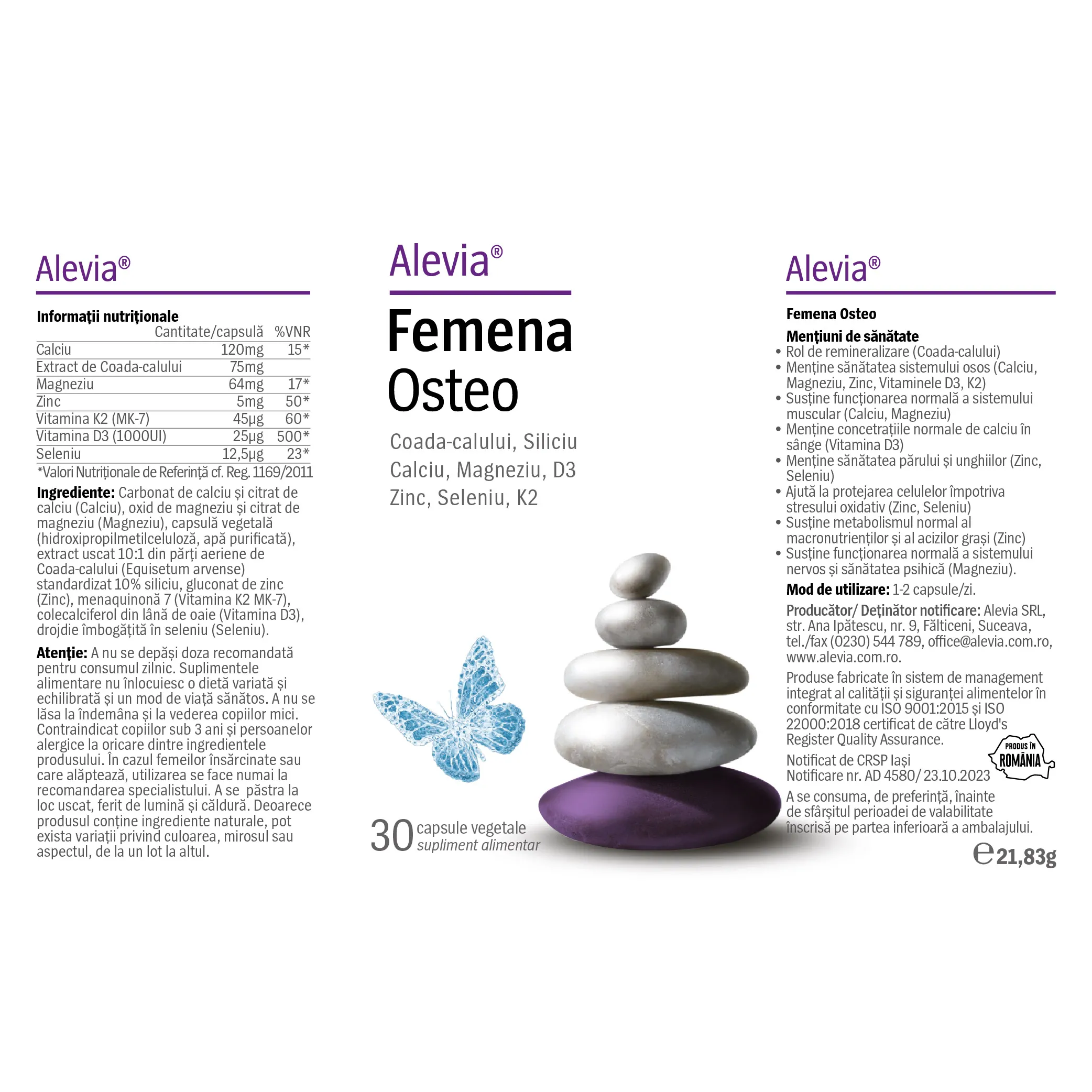 Femena Osteo, 30 capsule vegetale, Alevia [2]