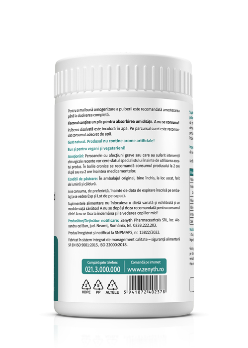 Fibre alimentare prebiotice PHGG, 150 g, Zenyth la Nana Plafar [3]