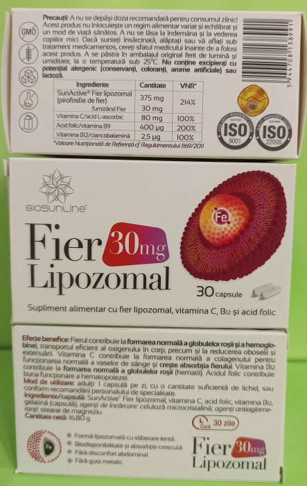 FIER LIPOZOMAL 30 mg, 30 capsule, BioSunLine Helcor [2]