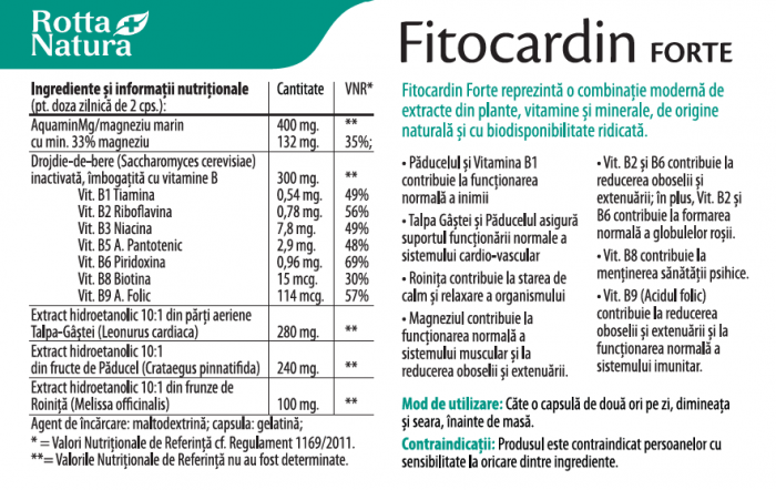 FITOCARDIN FORTE, 30 capsule, Rotta Natura [3]