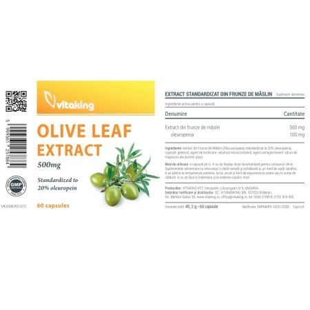 Frunze de MASLIN extract (Olive Leaf) 500mg, 60capsule, VITAKING [2]