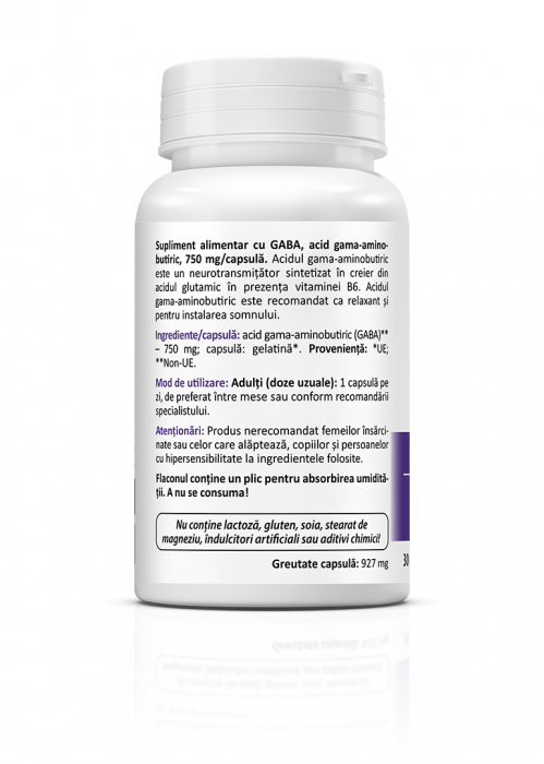 GABA 750 mg, Acid Gama-Aminobutiric, 30 capsule, Zenyth [2]