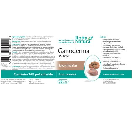 GANODERMA EXTRACT 500mg, 30 capsule, Rotta Natura [2]