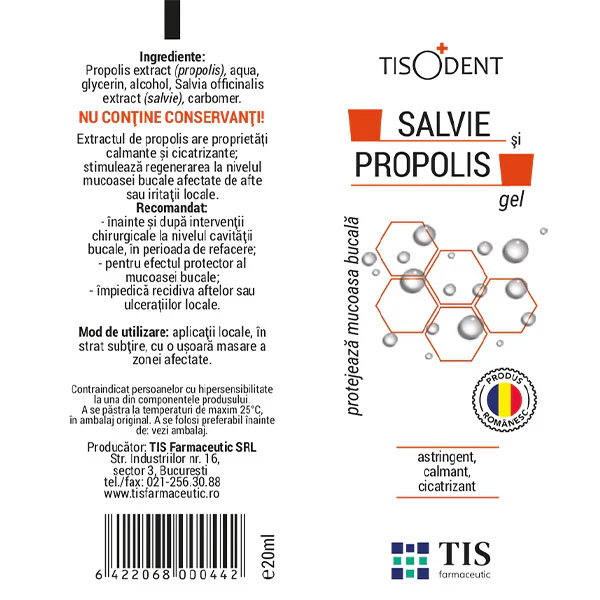 GEL BUCAL cu SALVIE și PROPOLIS 20ml, TIS Farmaceutic la Nana Plafar [2]