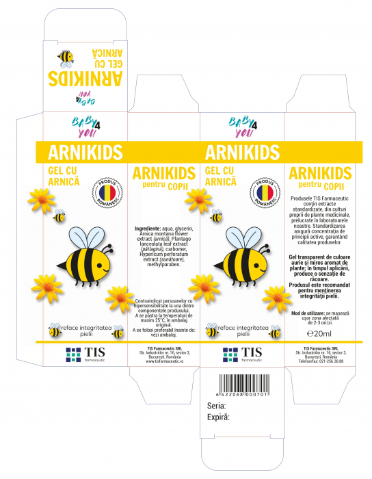 Gel cu Arnica pentru copii, ARNIKIDS, 20ml, Tis Farmaceutic [3]