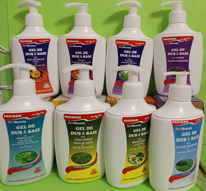 GEL de DUS cu Spirulina, Germeni de grau, Ulei Fenicul, Ulei Lavanda, Unt de Cacao, 300ml, Favisan [3]