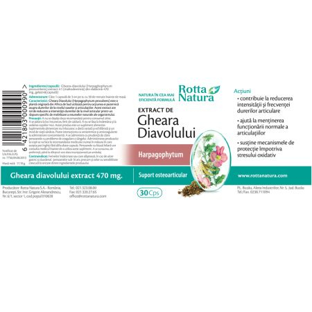 GHEARA DIAVOLULUI EXTRACT 470mg, 30 capsule, Rotta Natura [2]