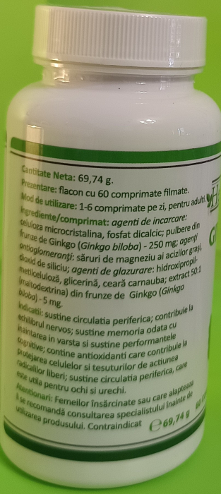 GINKGO  BILOBA Extract 250mg, 60 tablete, Health Nutrition [4]