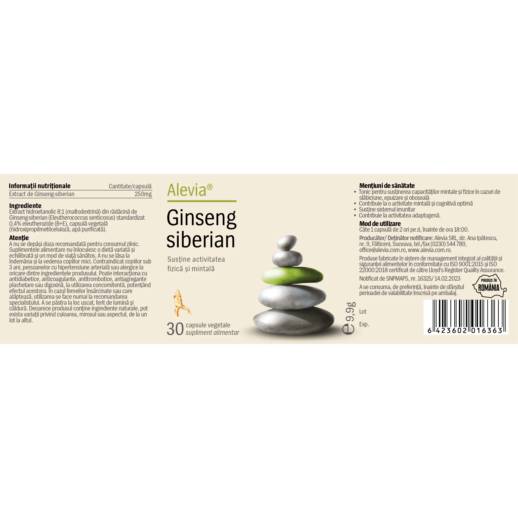 GINSENG SIBERIAN 250mg,  Alevia [3]