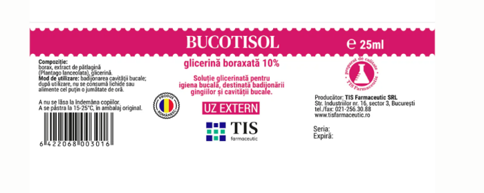 GLICERINA BORAXATA Bucotisol10%, 25 ml, Tis Farmaceutic la Nana Plafar [2]