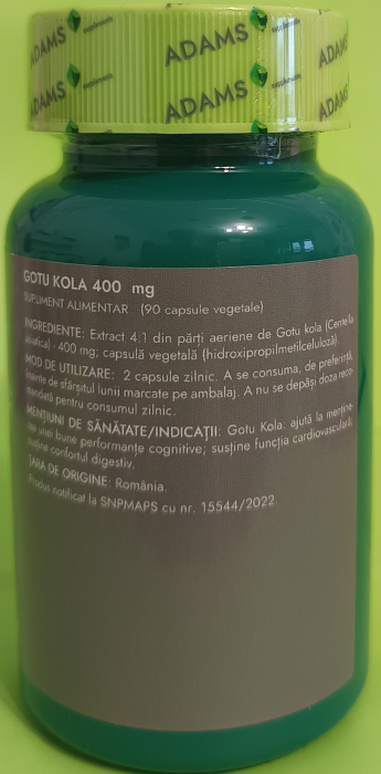 GOTU KOLA 400mg, 90 capsule, Adams Supplements la Nana Plafar [3]