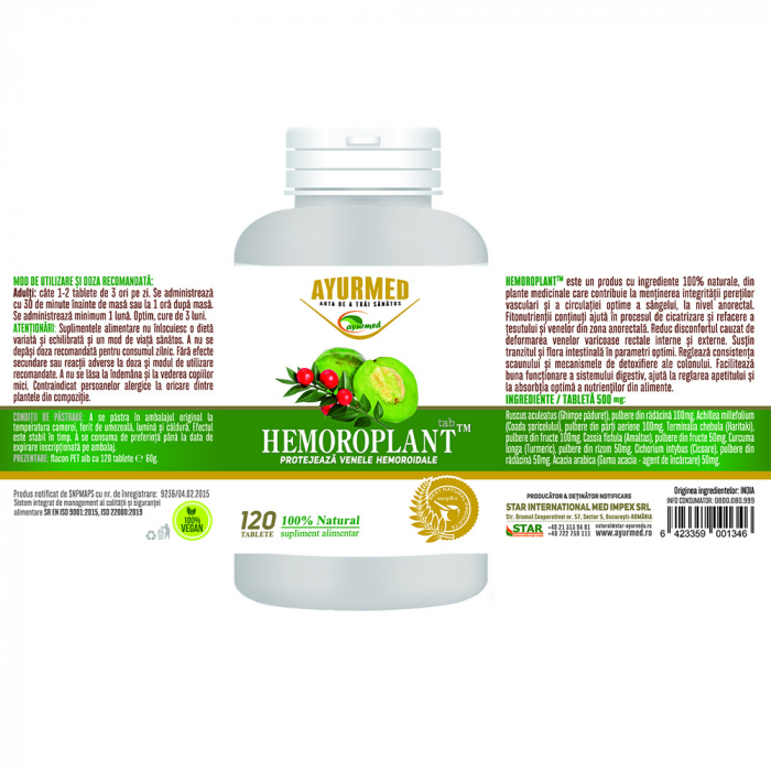 HEMOROPLANT vene hemoroidale, Ayurmed [3]