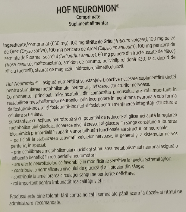  HOF NEUROMION® STIMULEAZA METABOLISMUL NEURONAL 60 comprimate, Hofigal [3]