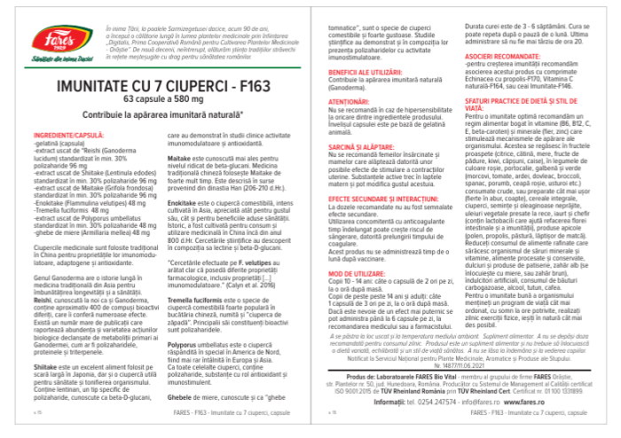 Imunitate cu 7 ciuperci, F163, 63 capsule, Fares [3]