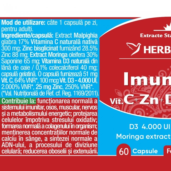 IMUNOCIN D3 4000UI, extract Moringa, Herbagetica [2]