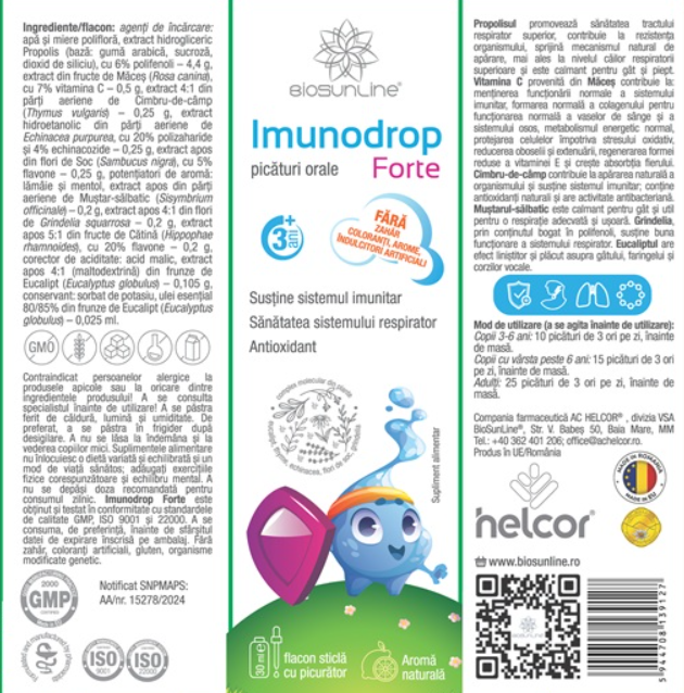 IMUNODROP, picaturi orale, 30 ml, BioSunLine la Nana Plafar [3]