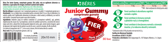 JELEURI cu FIER si cu gust de struguri Fier Junior Gummy, 30 jeleuri, Beres la Nana Plafar [2]
