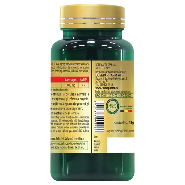 L-ARGININA 1000 mg, comprimate filmate, Cosmo Pharm [3]