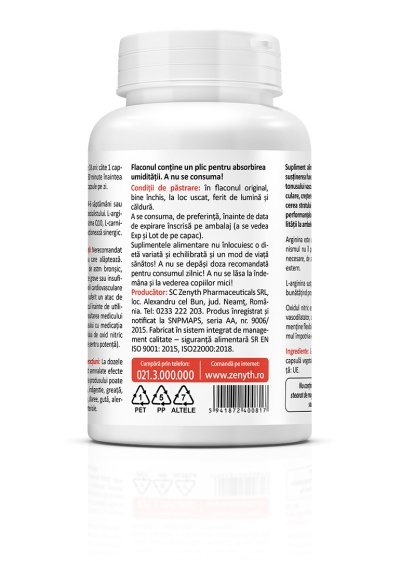 L-ARGININE 800mg  aminoacid, 60 capsule, Zenyth [4]