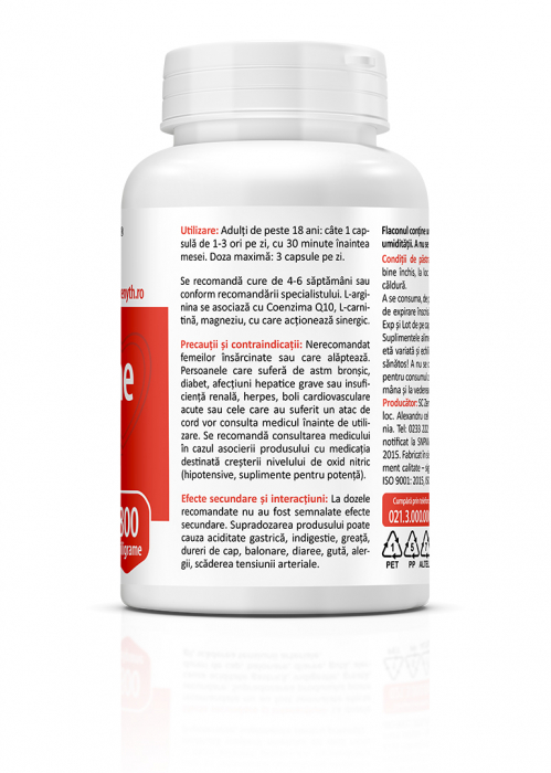 L-ARGININE 800mg  aminoacid, 60 capsule, Zenyth [2]