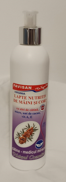 Lapte nutritiv Maini si Corp, cu ulei de CATINA, unt de cacao BIO, vit A,E, 200 ml, Favisan [2]