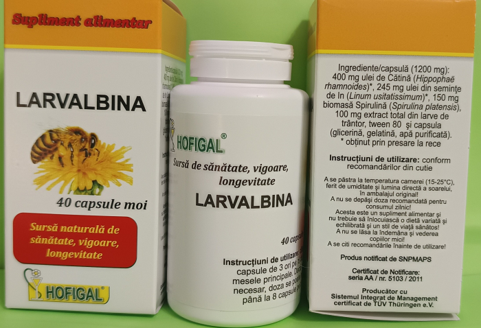 LARVALBINA Extract din Larve, 40 capsule moi, Hofigal la Nana Plafar [2]