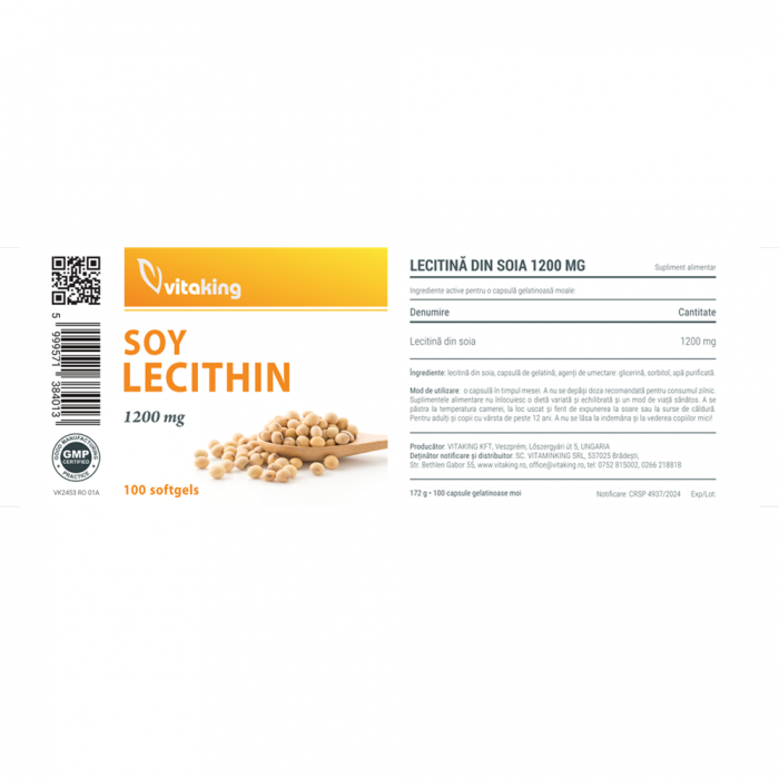 LECITINA Forte 1200 mg, 100 capsule gelatinoase, Vitaking [2]