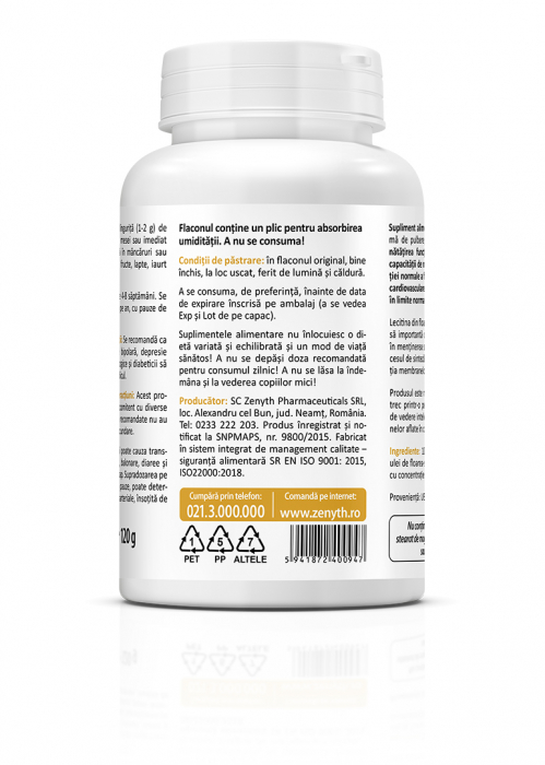 LECITINA PULBERE din FLOAREA SOARELUI, 120gr, Zenyth [4]