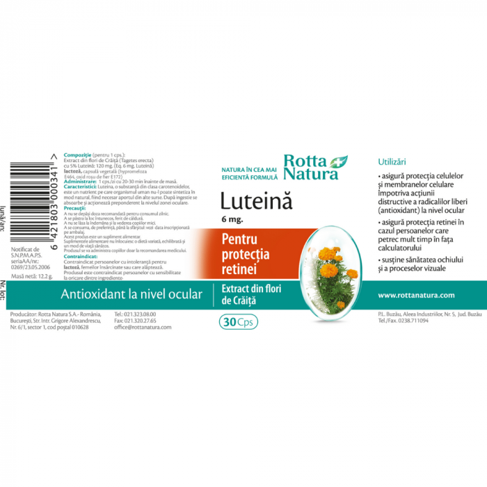 Luteina, 6 mg, 30 capsule, Rotta Natura [2]