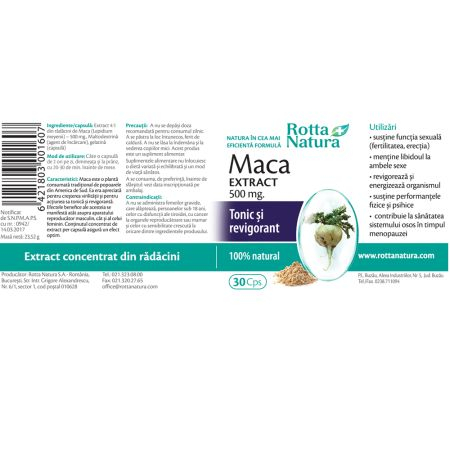 MACA EXTRACT 500mg, 30 capsule, Rotta Natura la Nana Plafar [2]