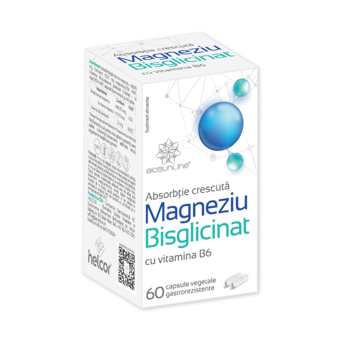 MAGNEZIU cu B6 60 capsule vegetale gastrorezistente, BioSunLine Helcor la Nana Plafar [2]