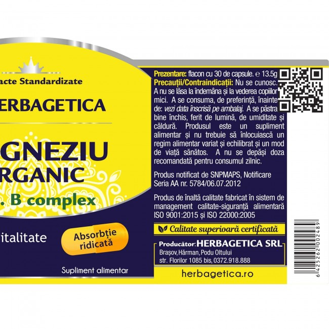 MAGNEZIU Organic B-Complex, Herbagetica [3]