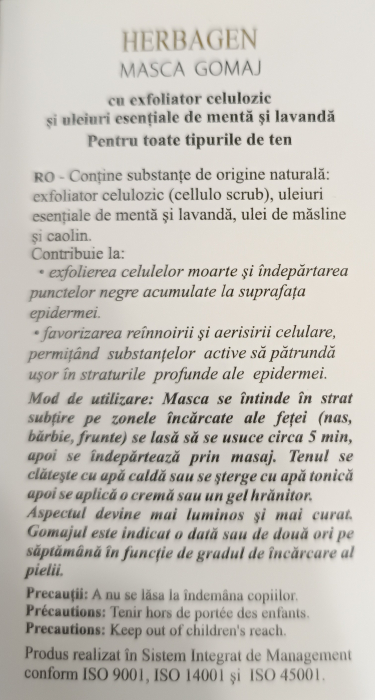 Masca gomaj Cellulo scrub 50gr, Herbagen la Nana Plafar [2]
