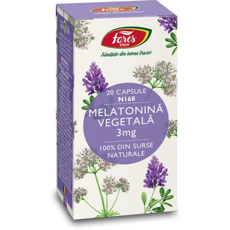 Melatonina vegetala N168, 3mg, 20 capsule, Fares [1]